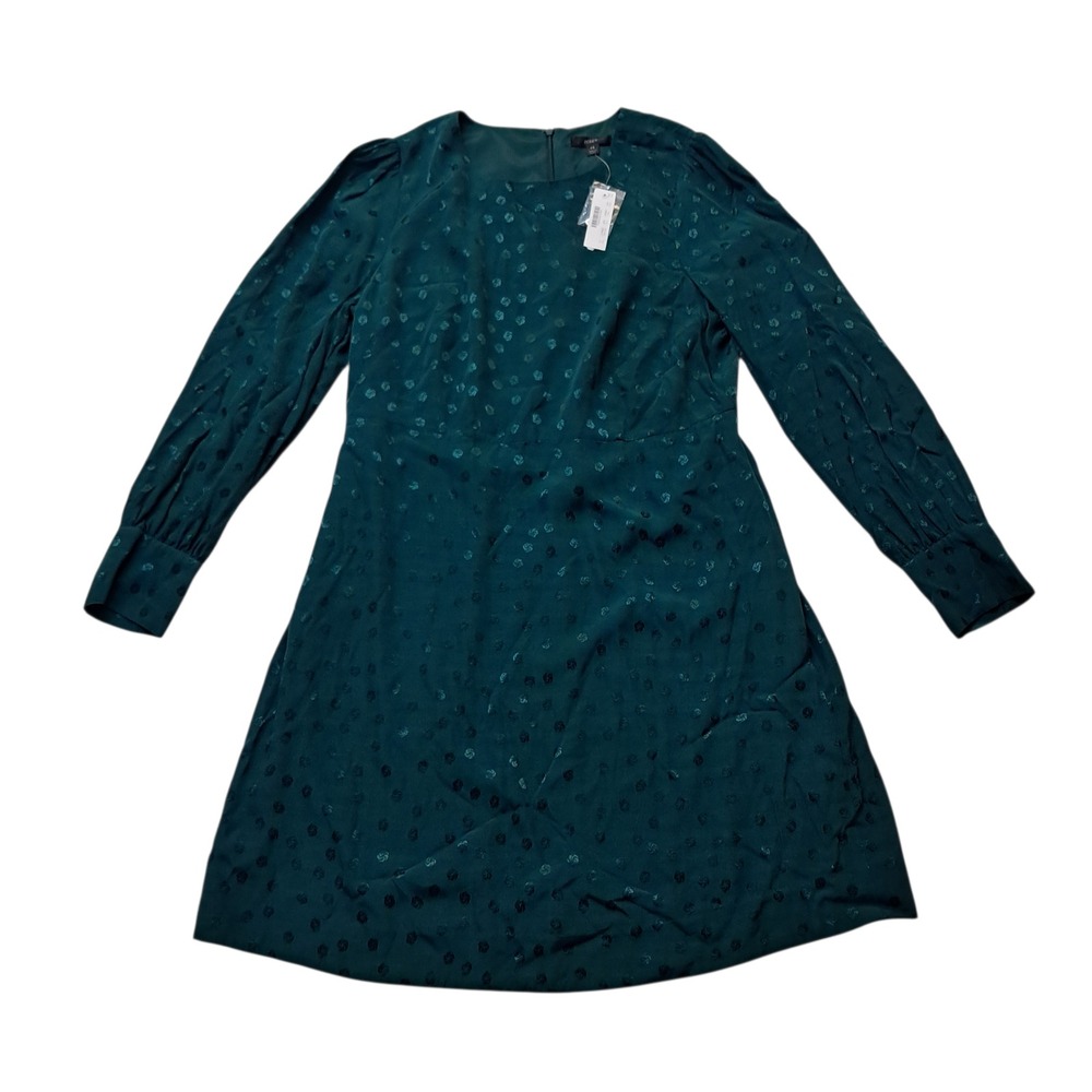 NWT J. Crew Shift Dress Jacquard Floral Dot Women's 14 Green‎ Mini Wedding Guest